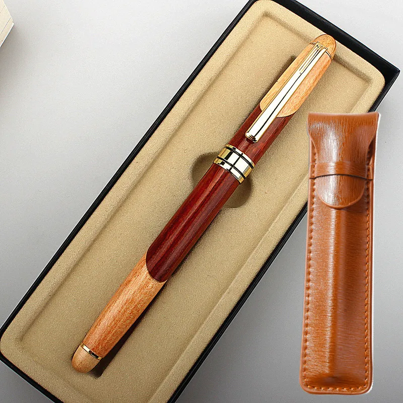 

Luxury Quality Fashion Wood Fountain Pen Financial Office Student School Stationery Supplies Ink Pens PEN SET BAG