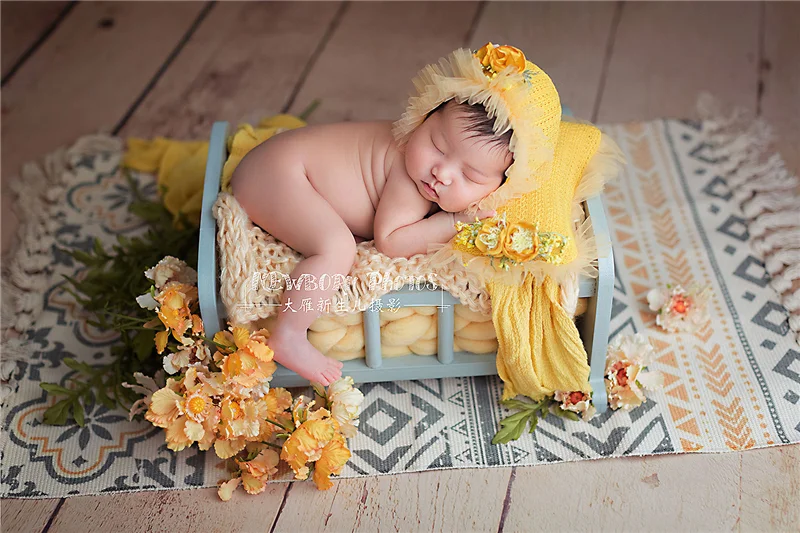 Dvotinst Newborn Photography Props Nordic Style Hemp Backgound Blanket Mat Pad Studio Shoot Fotografia Accessories Photo Props