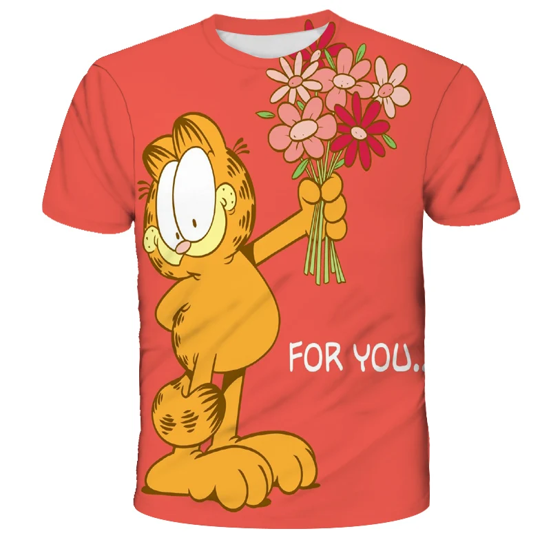 Summer New Garfield- T-Shirt Children Clothing Cute Cartoon Baby Kids Cool Camiseta 3D Short Sleeved Fashion Cute