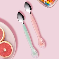 double headed fruit scraping spoon non slip baby food supplement infants feeding spoon stainless steel gadgets baby utensils
