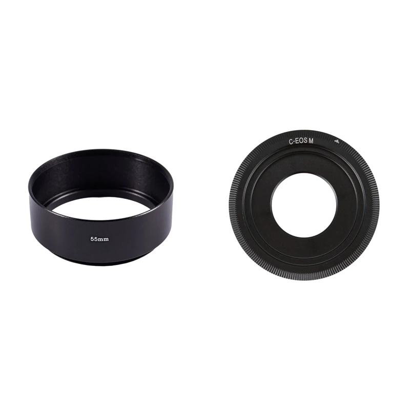 

1 Pcs Replacement Screw In Mount 55Mm Camera Metal Lens Hood & 1 Pcs C-Mount Cine Movie Lens