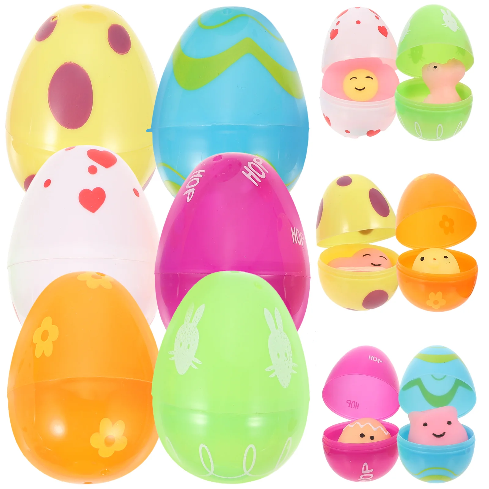 

12 Pcs Poppets Kids Filled Easter Eggs Destress Gifts Easter Supplies Gifts Car Easter Toys Elastic Easter Egg Shells