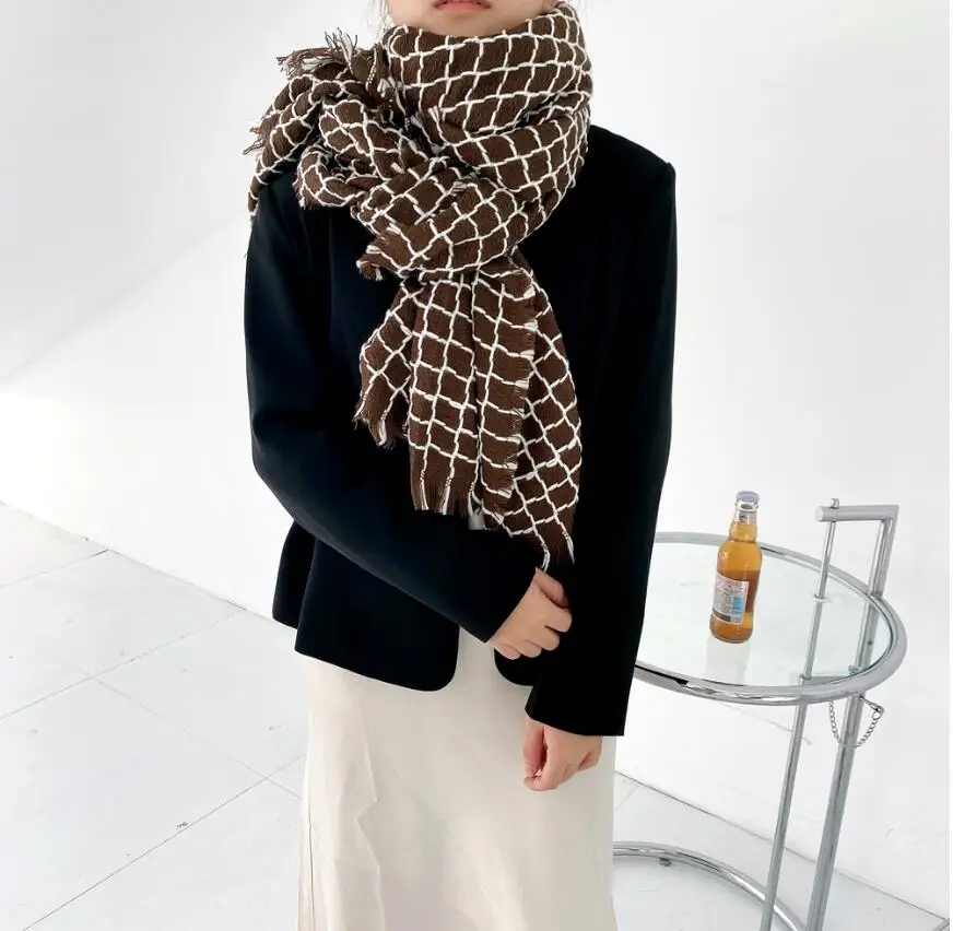 

2022 зимний хлопковый женский большой платок, имитация кашемира, шарф, осень и зима, утепленный теплый шарф