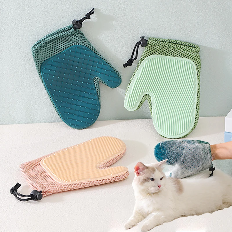 

Перчатки для груминга кошек и собак, двусторонняя расческа для мытья и массажа, щетка для удаления шерсти, приспособление для приклеивания ...