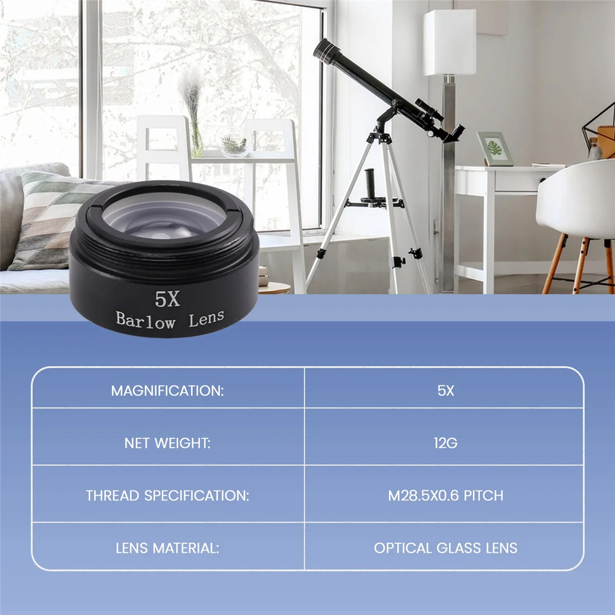 Объектив Барлоу 5X для любого M28X0 6 с резьбой 1 25 дюйма окуляр телескопа