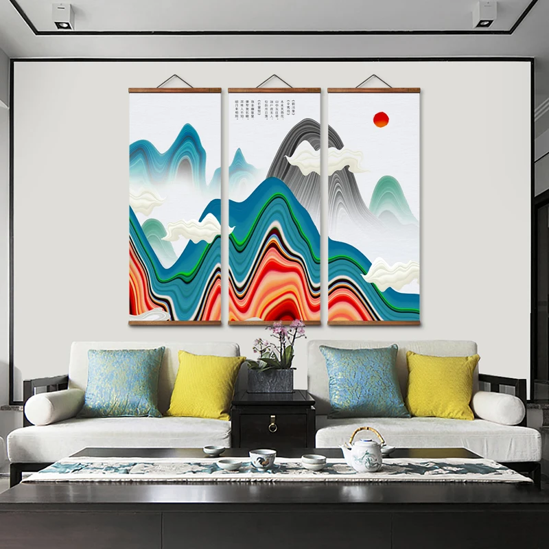 

MT4012 Chinese Style Ink landscape Decorative Wall Art Posters Solid Wood Scroll Paintings