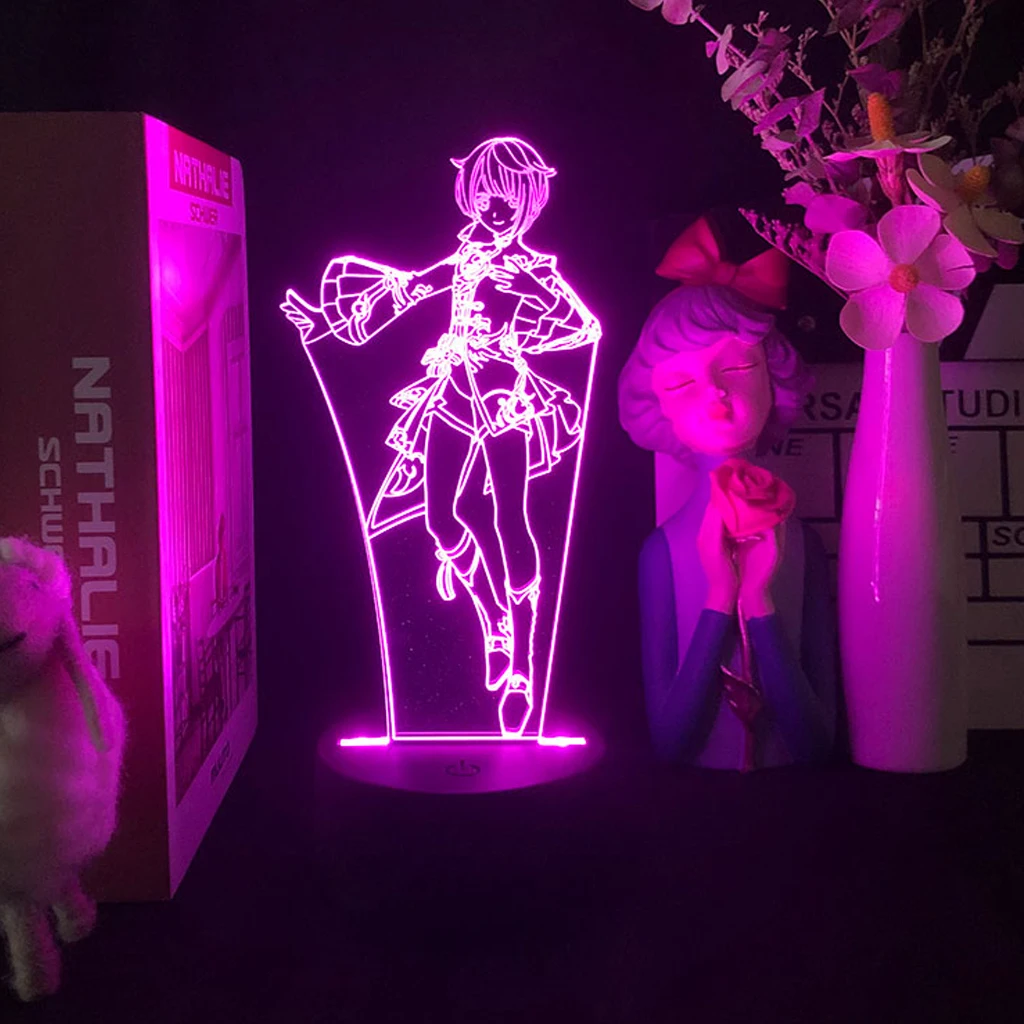 

Genshin Impact Xingqiu 3D Led Lamp Anime 16 Colors Night Light Kid Game Desk Deco Gift Can Be Combined To Purchase Acrylic Board