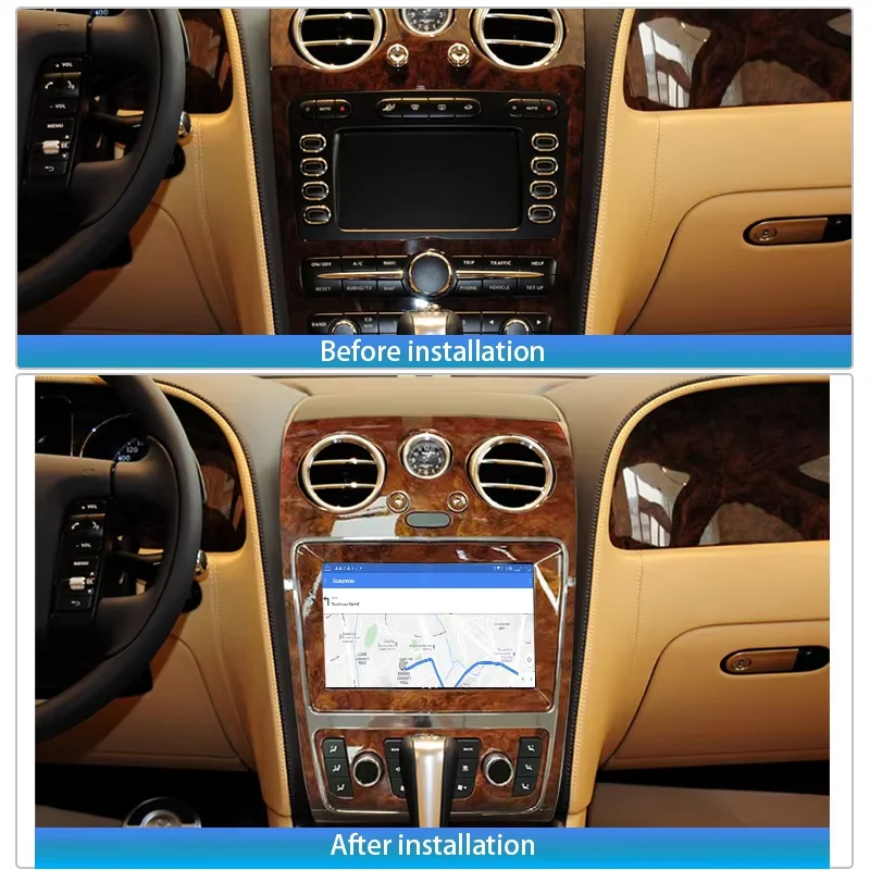 Фото Автомагнитола 9 дюймов Android 15 с GPS-навигацией для Bentley Flying Spur Continental GT 2005-2019, CarPlay, мультимедийный плеер, DSP, головное устройство №3
