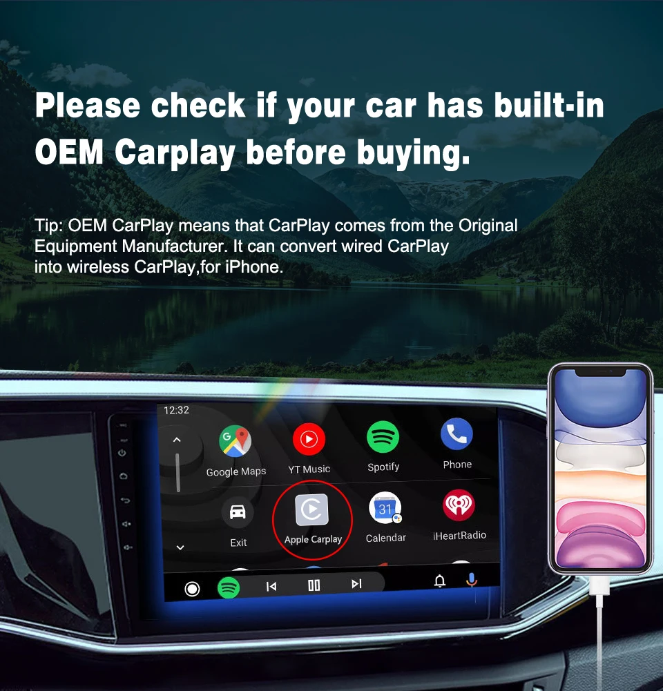 Беспроводной адаптер Anchtek Mini Carplay новый для Toyota/Ford/Passa/Golf/Volkswagen/Audi/Mercedes и т. д. Bluetooth