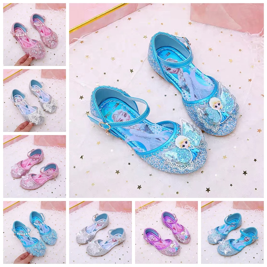 

New Girls Summer Sandals Kids Princess Shoes Cartoon Frozen Elsa Sneakers Children Toddler Crystal Rhinestone Party Dance Shoes