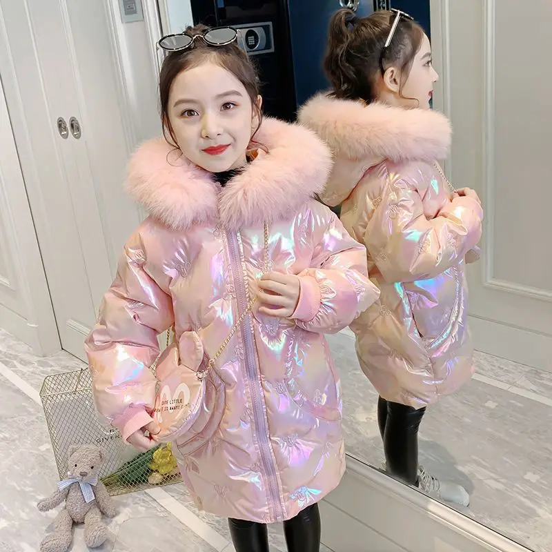 

Winter Jacket Parkas for Girls Cotton Outerwear Children's Zipper Down Jacket Foreign Style Thickened Coat 4 10 To 12 Years Old