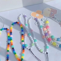 fashion colorful ball smiley cute acrylic beaded multiple choice exquisite lanyard anti lost mobile phone chain female jewelry