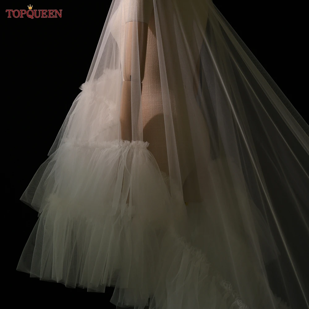 TOPQUEEN VG114 Длинная белая накидка с кружевным краем вуаль свадебная шаль женские