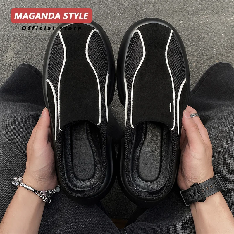 Обувь в стиле Maganda Birken Мужские дышащие черные уличные тапочки нишевые