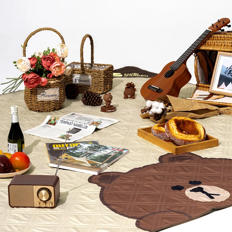 

Line Friends Series Brown Bear Cony Cute Cartoon Picnic Mat Kawaii Folding Portable Outdoor Camping Indoor Park Lawn Waterproof