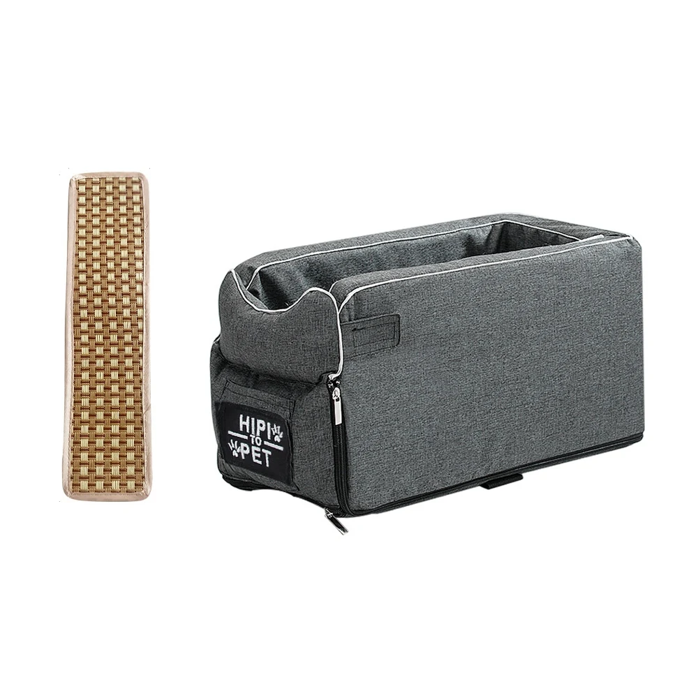 

Car Control Console Pet Nest Portable Car Armrest Dog Cat Booster Car Carrier Seat Dog Mat Travel Bed Gray