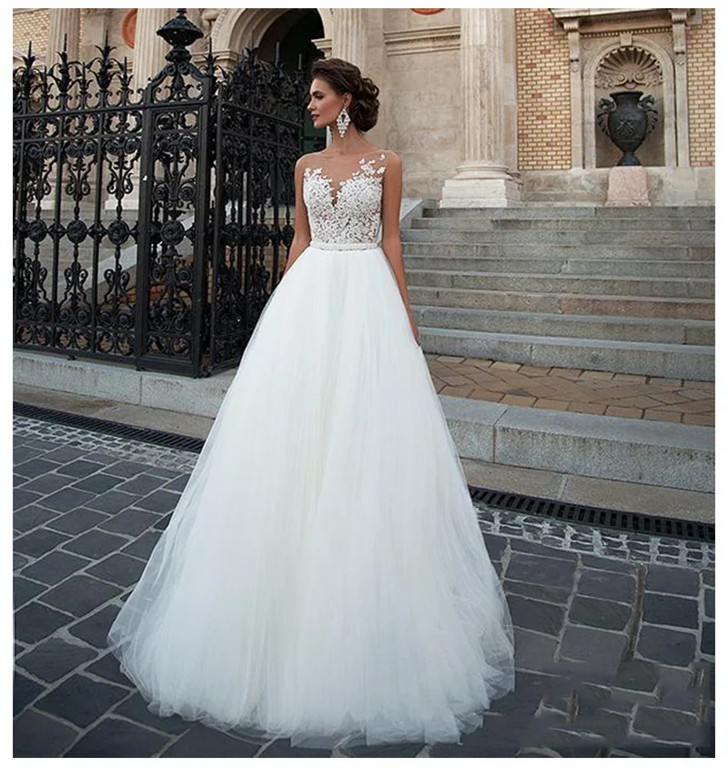 

Floating Wedding Dress Deep V Open Back Slim Fit Lace Slightly Trailing Fishtail Wedding Dress Women's Formal Evening Party