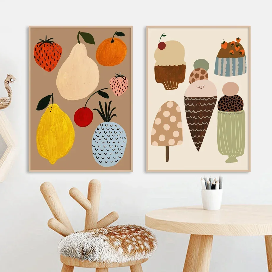 Настенные художественные принты: ракушка мыши морская лошадь мороженое лимон