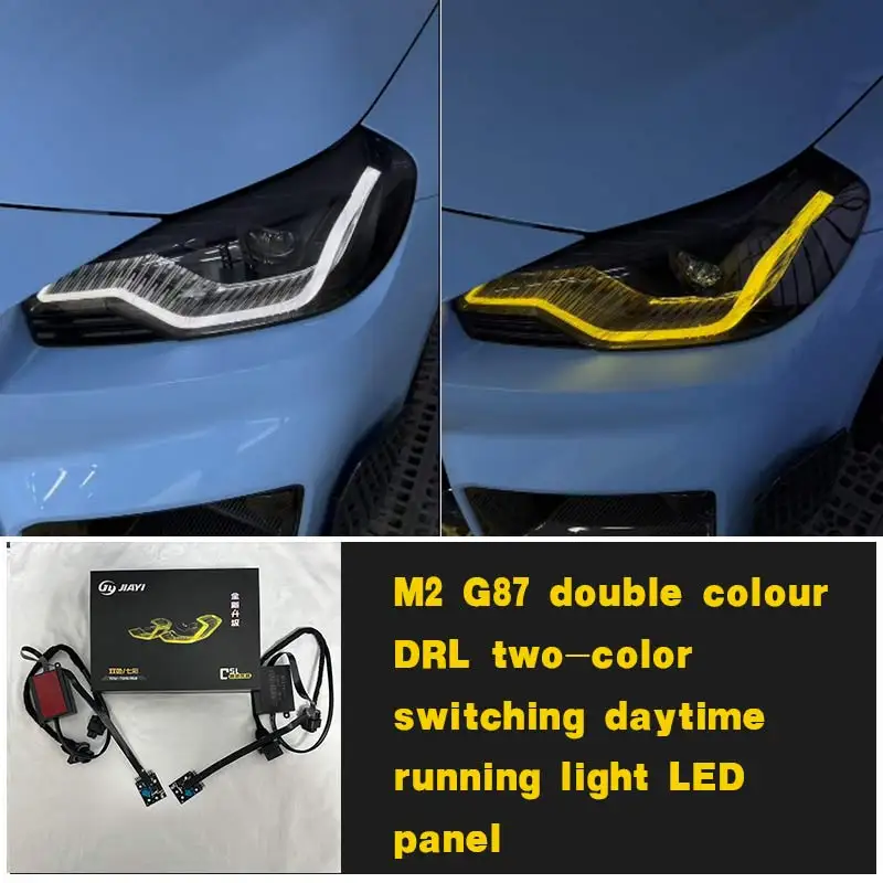 Фото CSL лимонно-желтый белый двухцветный DRL дневного света светодиодный чип для BMW 2 серии G87 G42 M2 M240I дневные ходовые огни Angel Eye №1