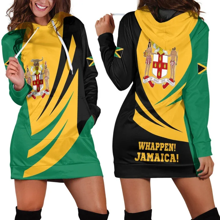 

New Women's Hoodie Dress New Fashion Jamaica 3D Printed Pullover Sexy Women's Hooded Dress Fun and Casual