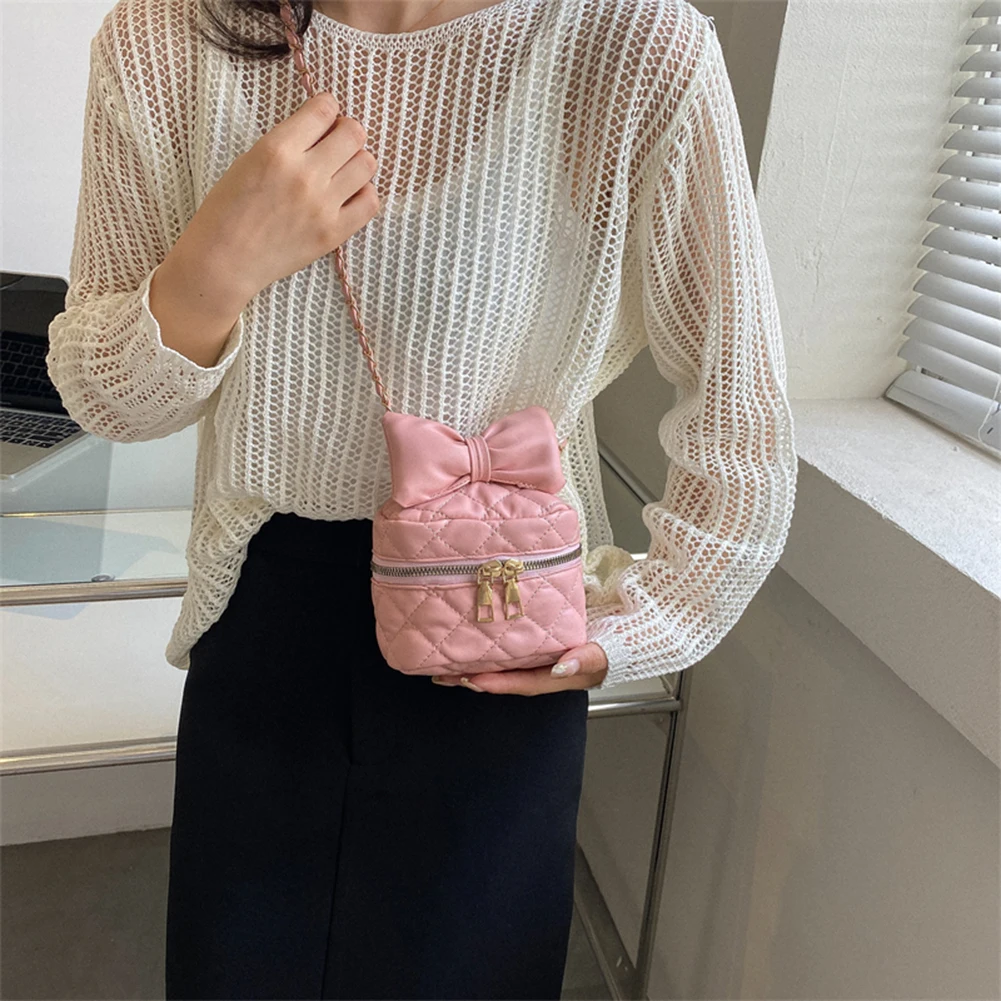 

Модная сумка через плечо с ромбовидным узором для женщин, милая трендовая Изысканная сумка с бантом, миниатюрная сумка-кошелек, брендовые д...