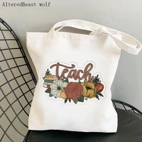 teacher supplies shopper bag teach florals bag harajuku shopping canvas shopper bag girl handbag tote shoulder lady gift bag