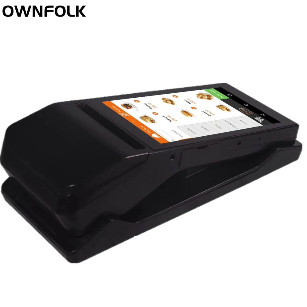 

OWNFOLK Android all in one mini smart handheld Mobile Cash register terminal with 5.5 inch Capacitive touch screen POS Systems