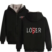 movie it losers club super warm hoody menwomen autumn winter loser lover thicker hoodie thicken fleece black zipper sweatshirts