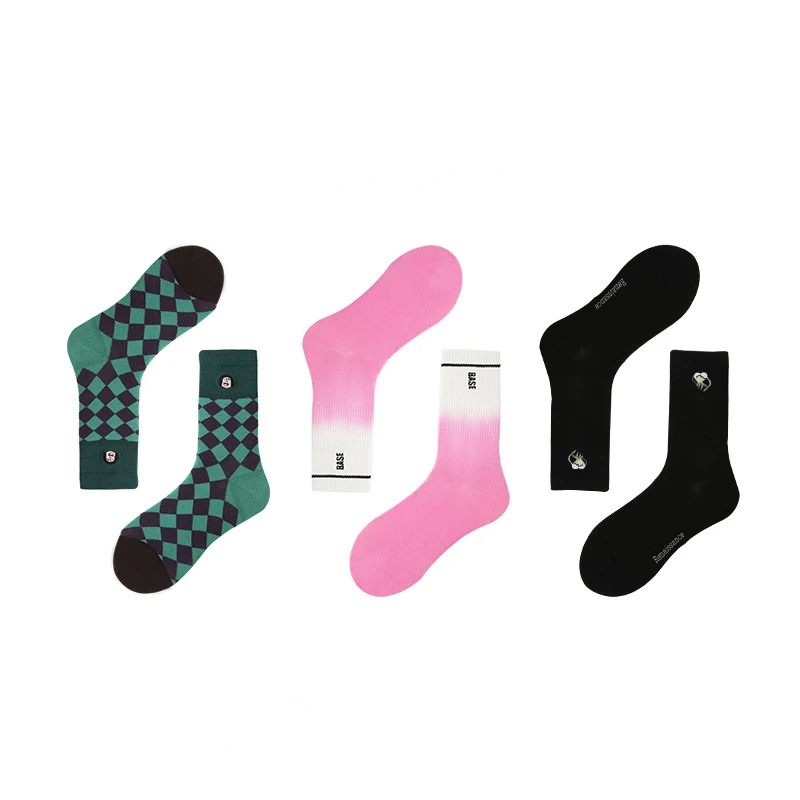 3 Pairs /Lot Men Fashion Print Harajuku Cotton Sports Running Crew Socks Women Cool Funny Casual Pastel Pack Long Tube Set