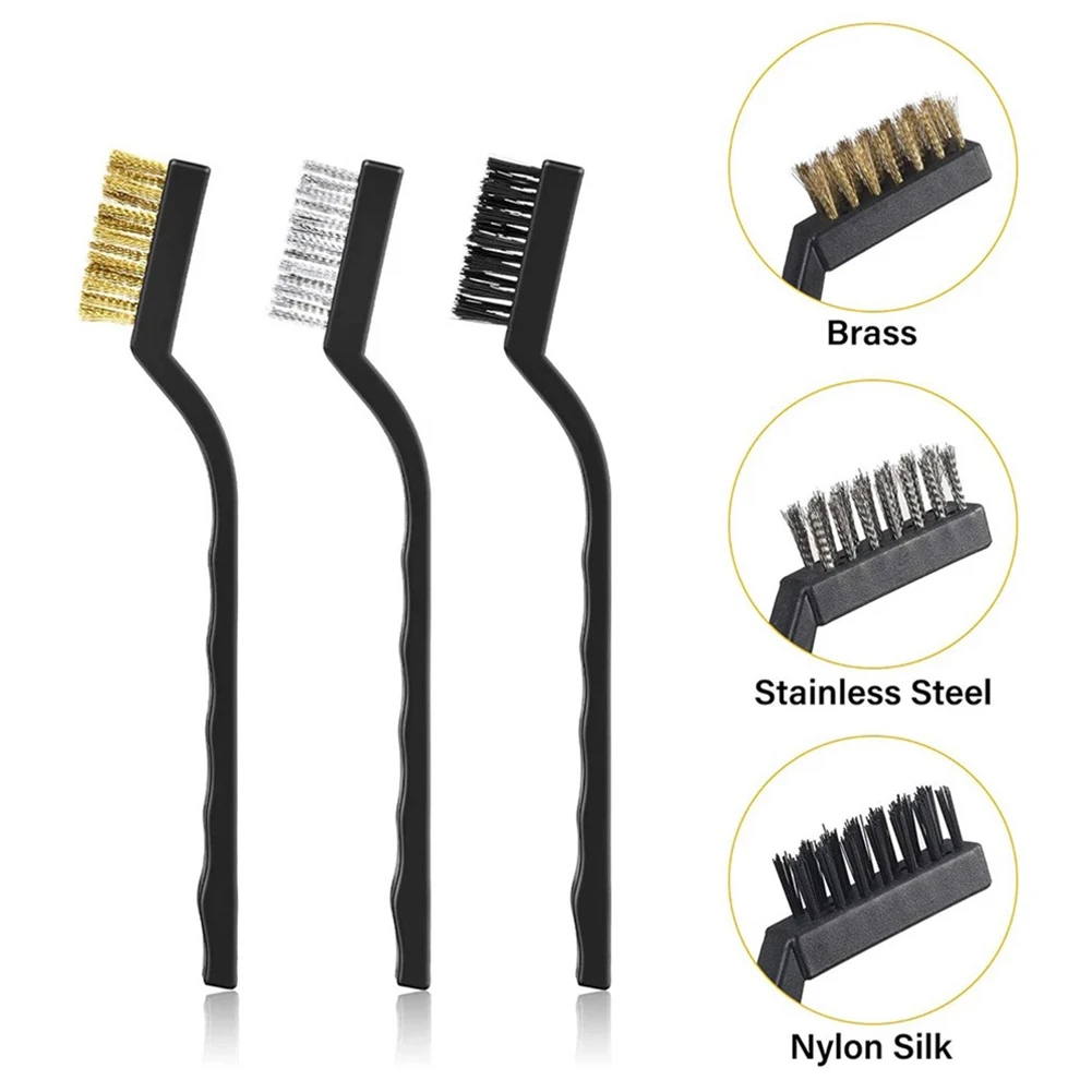 

Cleaning Brush Plastic Handle Stainless Steel Copper Nylon Wire Brush Machinery Molds Cleaning Polishing BrushTools