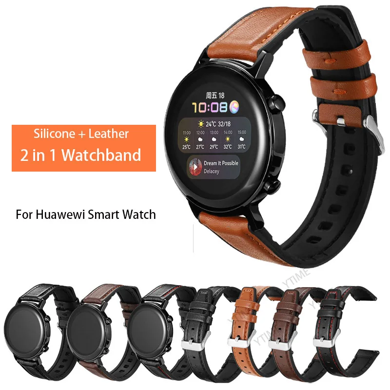 

For Huawei Watch GT 2 3 / Pro/ 2E / GT 46mm Strap Silicone Leather Band 22mm Watch Strap GT2 gt2e Bracelet Watchband Wristband