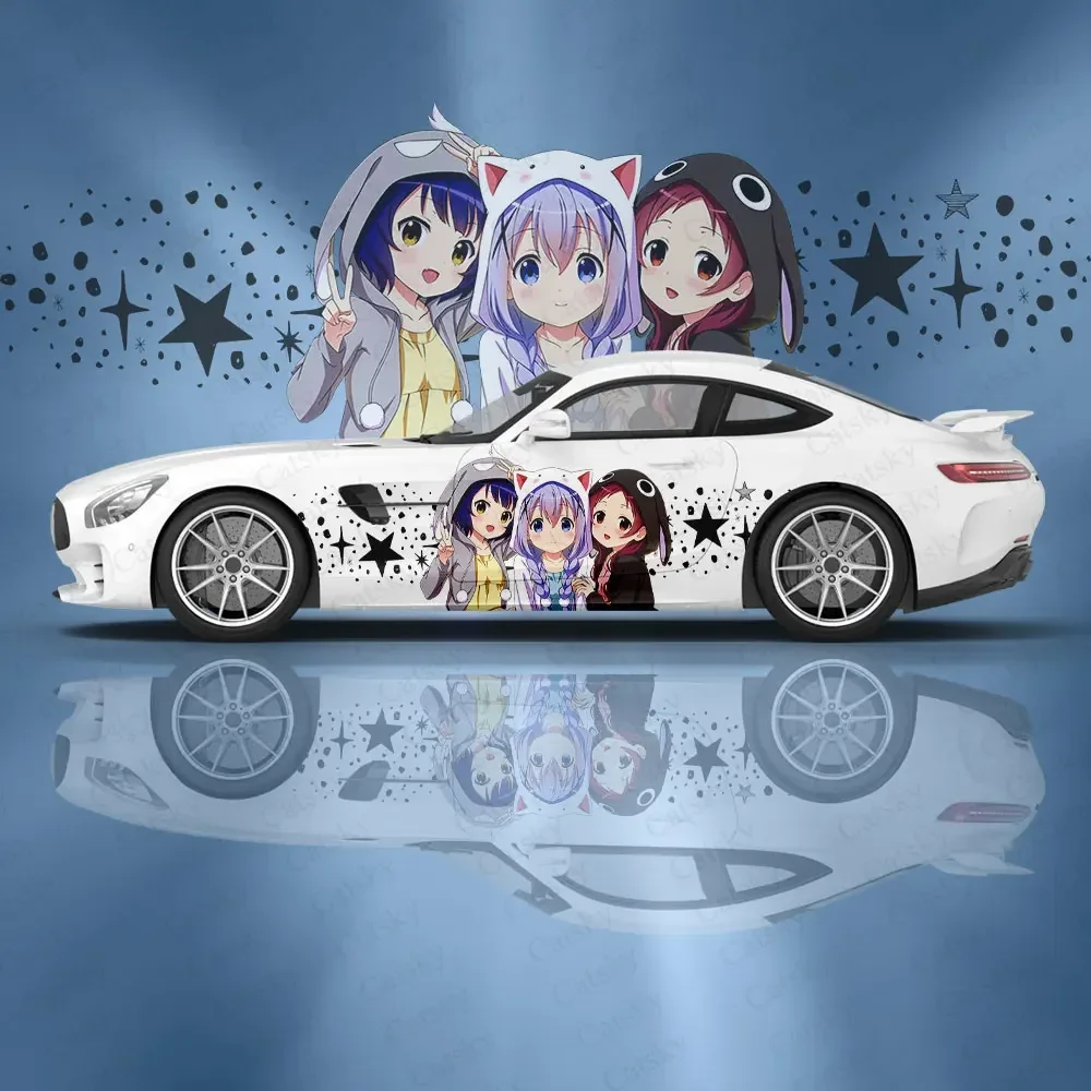 Gochuumon wa Usagi Desu ka автомобильные аксессуары аниме Itasha наклейки на тело авто боковая