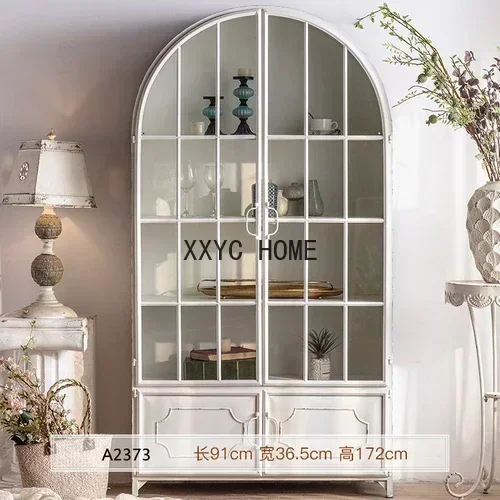 Французский ретро настенный шкаф-витрина из цельного дерева шкафчик для