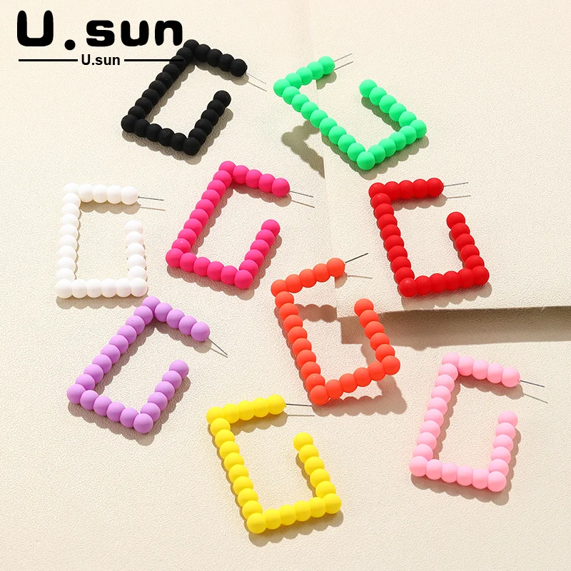 

Korea Cute Sweet Colorful Square Long Drop Earrings for Women Trendy Dangle Earrings Girls Geometric Resin Jewelry for Womens