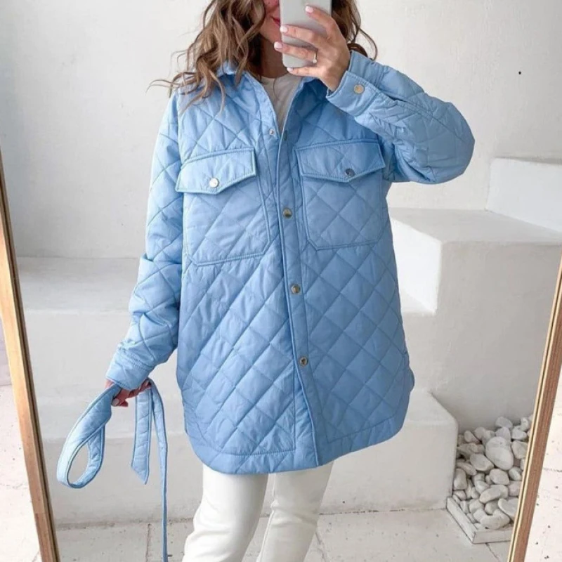 TWINFLAMES Long Breasted Lapel Winter Thickened Cotton Coat Women 2022 Loose Warm Diamond Cotton Clothes Winter Clothes Women