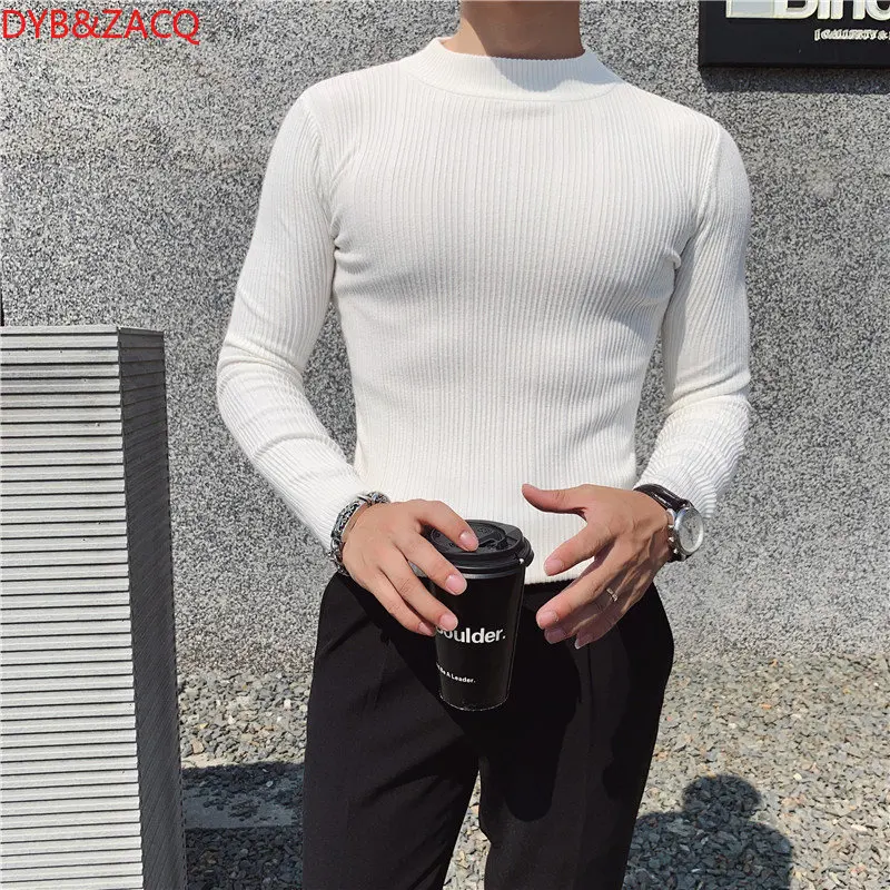 Autumn and Winter Mens Fashion Striped Boutique Wool Blend Casual Round Neck Knitted Sweaters / Mens Slim Warm Sweater