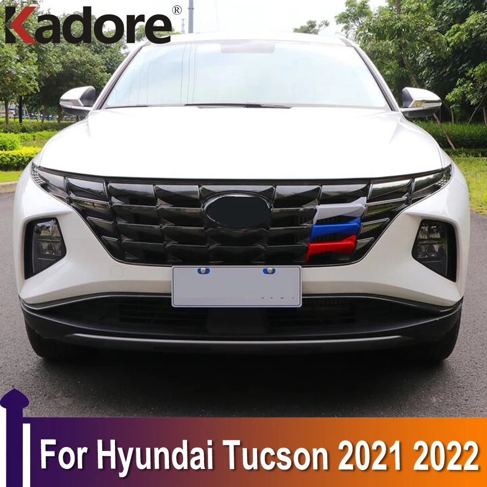 

For Hyundai Tucson 2021 2022 Three Colors Front Center Grille Cover Grills Trim Car Sticker Exterior Accessories 3 color