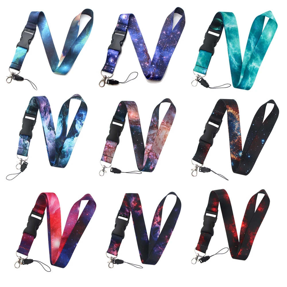 

Starry Sky Detachable Lanyard For Keys Chain ID Card Cover Pass Mobile Phone Charm Neck Straps Badge Holder Key Ring Accessories