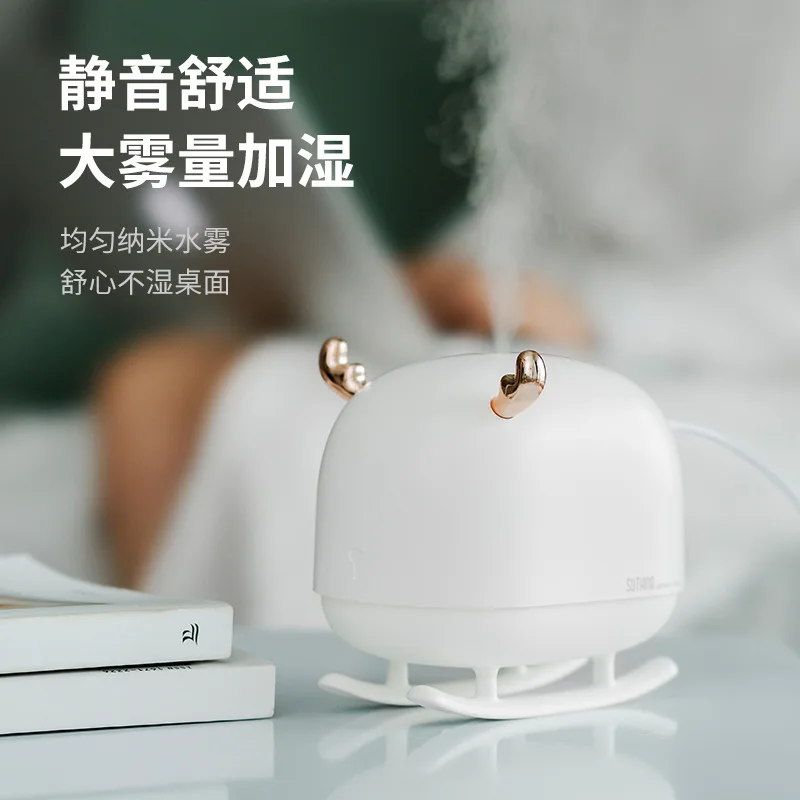 

Wooden Essential Oil Diffuser SOTHING Mini Humidifier Cute Sled Deer Usb Night Light Car Office Home