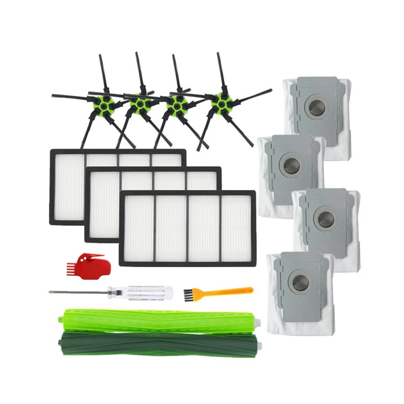 

15 PCS Vacuum Cleaner Accessories Main Brush Side Brush Filter Dust Bag For Irobot Roomba S9 S9+ Series