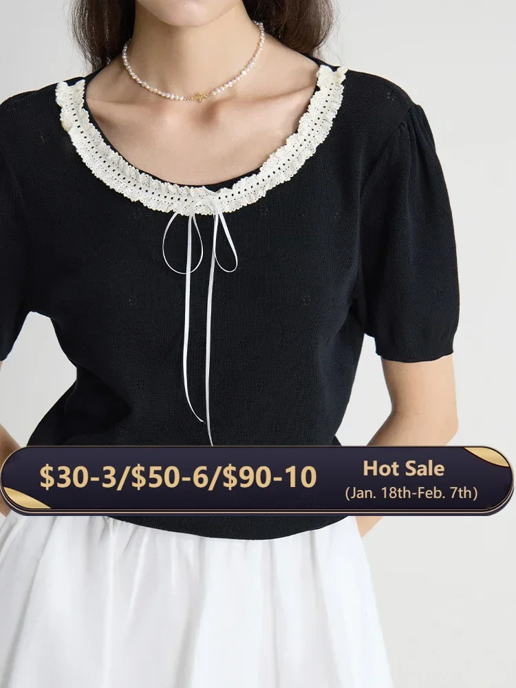 Женская трикотажная футболка с круглым вырезом