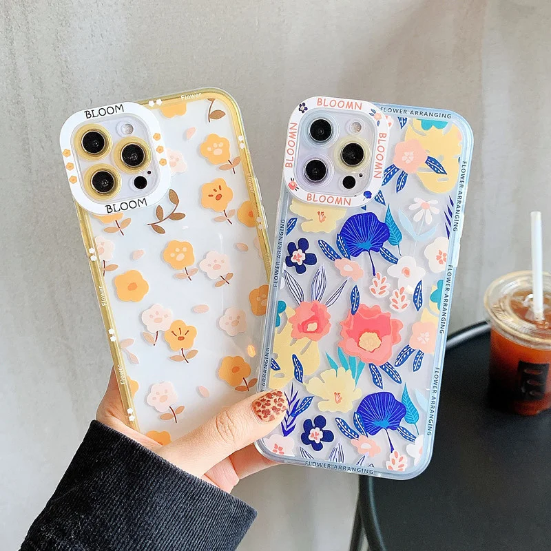 

Чехол с цветами и листьями, мягкий чехол из ТПУ для iPhone 12 13 11 Pro Max x XR XS Max 7 8 plus se 2020