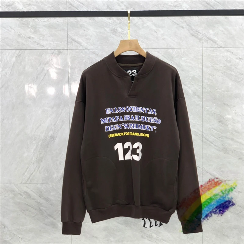 

Brown Oversized RRR-123 Sweatshirts Men Woman Top Quality 2022fw RRR123 Crewneck Hooded