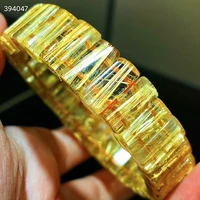 genuine natural gold rutilated quartz bracelet titanium 16 6x7x6mm brazil gold rectangle beads luxury bracelet bangle aaaaaa