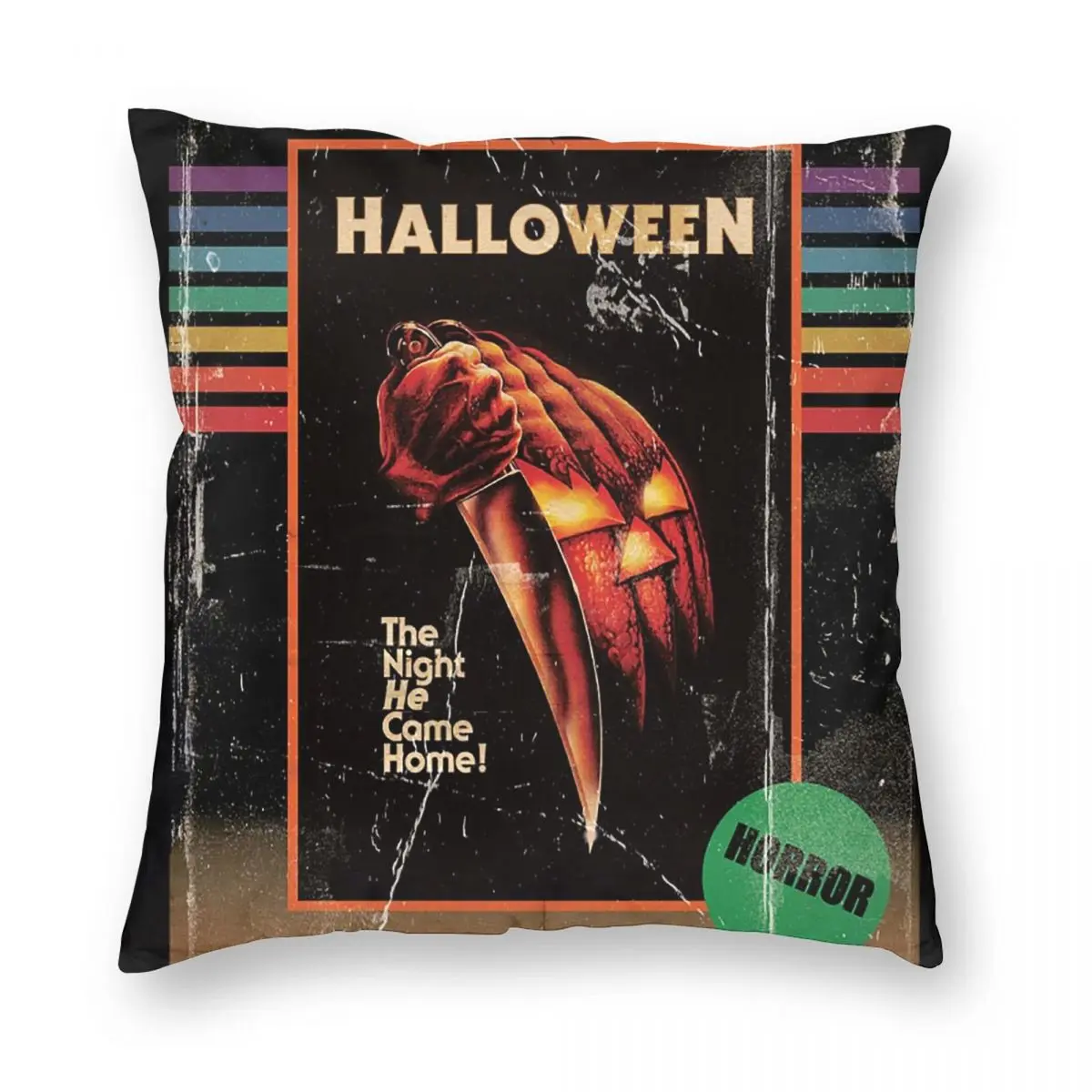 

Halloween 1978 VHS Horror Movie Square Pillowcase Polyester Linen Velvet Pattern Zip Decorative Sofa Cushion Cover 18"