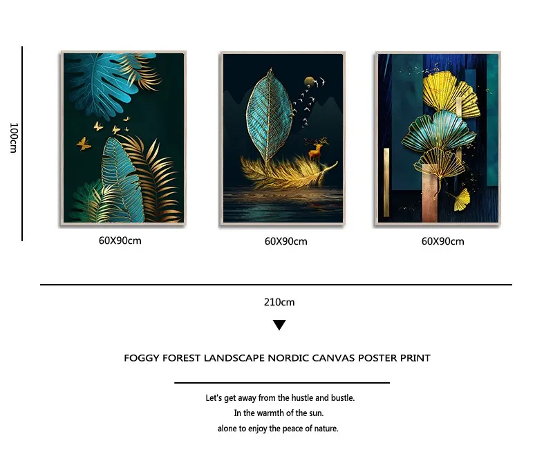 Недорогая Картина на холсте в китайском стиле зеленые и золотые