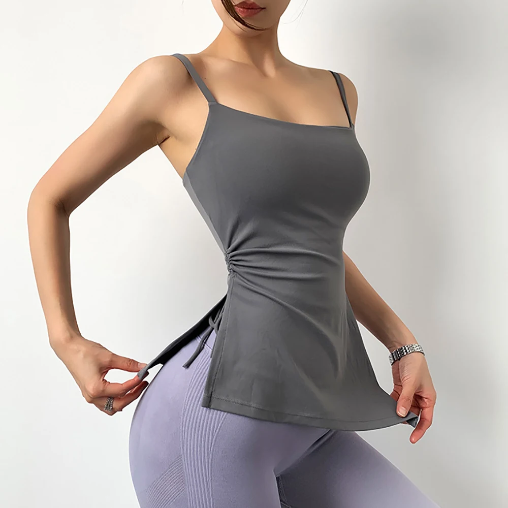 

Women's Sports Bra Tight Elastic Gym Yoga Bralette Crop Top Summer New Sexy U-neck Shockproof Gather Stereotyped Fitness Vest