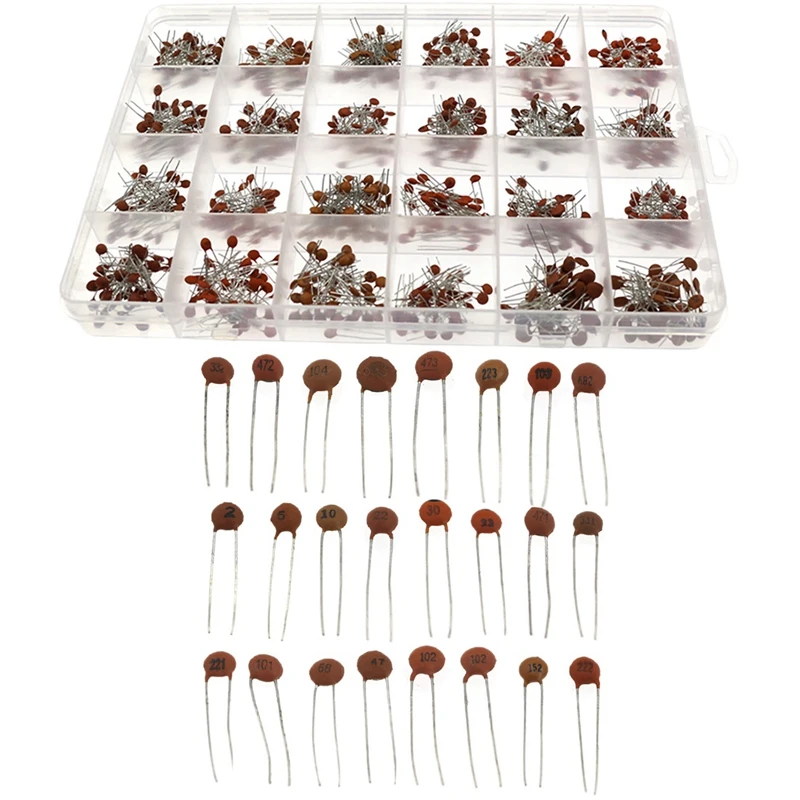 

960PCS Porcelain Capacitor Box 24 Kinds Of 40 Pieces Total 960 Pieces
