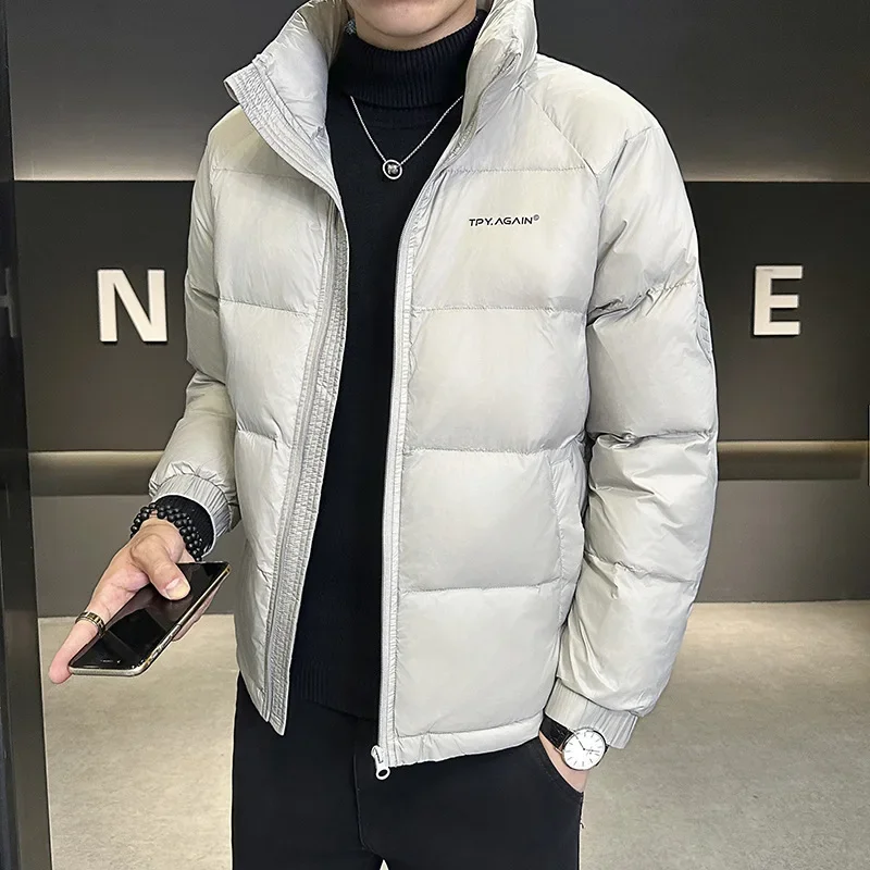 2024 новый зимний мужской теплый пуховик модный брендовый воротник-стойка