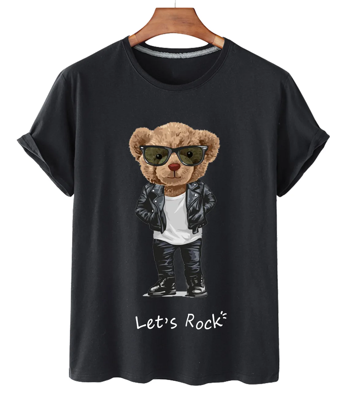 

New fashion leisure beautiful women sunglasses motorcycle short-sleeved cotton T-shirt bear s - XXXL